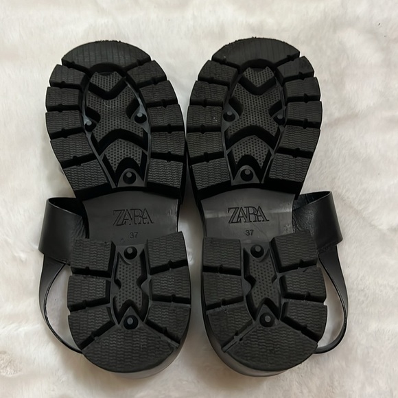 Zara Leather Platform Slingback Sandals Size 6.5 - Picture 10 of 10